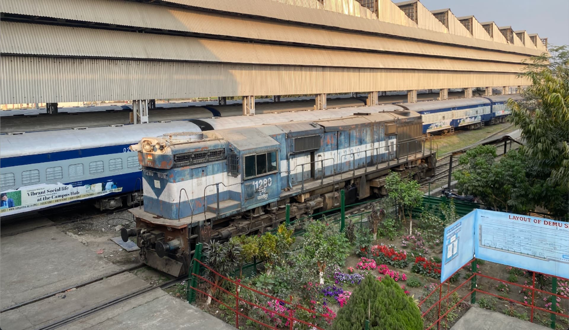 DEMU rake at a maintenance depot